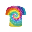 Men's Cool Colorful Tie Dye Print Crewneck Short Sleeve Casual Fitted T-Shirt