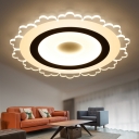 Simplicity LED Flush Ceiling Light White Sunflower Flushmount Recessed Lighting with Acrylic Shade, 8