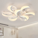 Modern 5/9/18 Lights Semi Flush Mount White Flower LED Close to Ceiling Light with Acrylic Shade