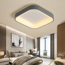 Fillet Square Ceiling Mount Light Nordic Acrylic Grey/White LED Flushmount Lighting in Warm/White Light, 18