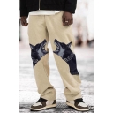 Cool Mens Pants Dog Print Mid Waist Full Length Loose Fit Straight Relaxed Pants