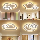 Cartoon Cloud/Star/Penguin Ceiling Flush Acrylic Kids Bedroom LED Flush Mount Recessed Lighting in White