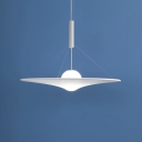 Fabric Flying Saucer Suspension Lighting Postmodern Style 1-Light White Hanging Pendant with Ball Milk Glass Shade
