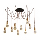 1-Head Guest Room Drop Pendant Postmodern Gold Hanging Light Kit with Bulb Clear Lattice Glass Shade
