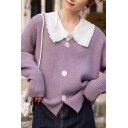 Womens Cardigan Chic Plain Drop Shoulder Button up V Neck Long Sleeve Relaxed Fit Cardigan