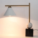 Designer Geometric Night Stand Lamp Metal 1 Head Bedside Table Light in Black-White-Brass