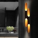 Fluted Corridor Flush Wall Sconce Metallic 1/4-Bulb Postmodern Style Wall Mounted Light in Black and Yellow Inner