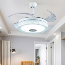 Bird Nest Hotel Hanging Fan Lamp Metal Modern 4-Blade Semi Flush Mounted Ceiling LED Light in Gold, 19