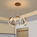 Stylish Minimalist Cycle Chandelier Aluminum Dining Room LED Hanging Ceiling Light in Coffee, Warm/White Light