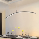 Minimalism LED Hanging Pendant Black/White Bridge Curve Island Lighting with Acrylic Shade, Warm/White Light