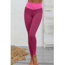 Casual Fitness Pants Geometric Pattern Color Block Contrast Panel High Waist Skinny Gym Leggings