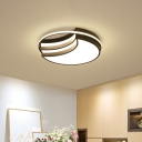 Black Crescent Flush Ceiling Light Minimal LED Acrylic Flush Mount Recessed Lighting for Dining Room