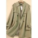 Fashionable Women's Coat Solid Color Double-Breasted Button Detailed Side Pockets Turn-Down Collar Long-sleeved Regular Fitted Trend Coat