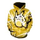 3D Cartoon Pattern Long Sleeve Pullover Hoodie in Yellow