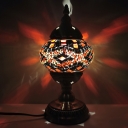 Bronze Censer Nightstand Light Turkish Mosaic Glass 1 Bulb Bedroom Table Lighting