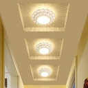 Laser Cut Floral Metal Flush Mount Simple Style White LED Ceiling Lighting with Crystal Accent, Warm/White/Multi-Color Light