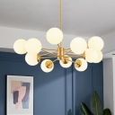 Brass Molecular Chandelier Lighting Postmodern 6/8/12 Bulbs Opal Glass Hanging Pendant Light for Living Room