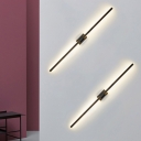 Black Ultra-Thin Rod Wall Lamp Simplicity Metal Small/Large LED Wall Mounted Light over Vanity Mirror