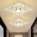 Simplicity Square LED Flushmount Light Crystal Bead Foyer Ceiling Flush Light in Clear, Warm/White/Multi-Color Light