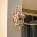 Tapered Porch Lantern Wall Sconce Antique Ripple Glass Black/Bronze LED Wall Lamp Fixture, 17