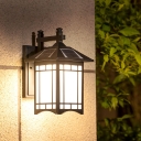 House Shaped Patio Solar Sconce Light Rustic Acrylic Black/Bronze LED Wall Lamp Fixture