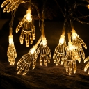 16.4/21.3/23ft Skeleton Hand Solar Halloween Light Decorative Plastic 20/30/50-Bulb Garden LED String Lamp in Black, Warm/White/Blue Light