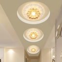 Modern Flower Blossom Flush Light Clear Crystal Corridor LED Ceiling Flushmount Lamp in Warm/White Light