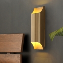 Gold Finish Square/Rectangle Wall Lamp Postmodern 1/2-Bulb Metal Flush Wall Sconce with Cut Edge, 4