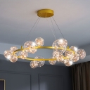Transparent Ball Glass Circle Chandelier Modernist 9/12/24 Heads Gold Sparkling LED Hanging Lamp for Living Room
