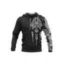 Black-white Hoodie Abstract 3D Printed Long Sleeve Drawstring Pouch Pocket Relaxed Fit Cool Hoodie for Guys