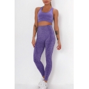 Trendy Women's Set Space Pattern Crew Neck Quick Dry Sleeves Crop Top with High Wasit Butt Lift Ankle Length Pants Co-ords