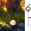 Flame/Moon/Angel Shaped LED Ground Light Retro Metal Garden Hollowed-out Solar Stake Lighting in Black