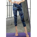 Ladies Yoga Leggings Geo Printed High Rise Ankle Length Fitted Leggings