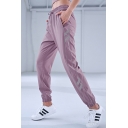 Womens Yoga Pants Stripe Print Drawstring Waist Elastic Cuffs Ankle Relaxed Pants