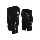 Mens Shorts Simple Reflective Tape Mesh Patchwork Sponge Pad Knee-Length Skinny Fitted Cycling Shorts