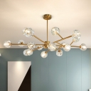 9/12/18 Lights Ceiling Chandelier Postmodern Branching Cut Crystal Ball Pendant Light in Brass