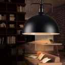 Single-Bulb Pendant Light Fixture Retro Bowl Metal Pendulum Light with Swivel Joint in Black/White/Rust
