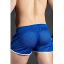 Leisure Men's Training Shorts Contrast Stitching Quick Dry Drawstring Elastic Waist Stripe Pattern Fitted Shorts