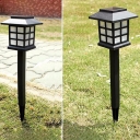 Black Grid Lantern Stake Light Set Antiqued Plastic Solar LED Ground Lamp in Warm/White Light, 1 Piece
