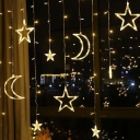 Moon/Star Bedroom Solar Fairy Lamp Plastic 9.8ft LED Cartoon String Lighting in Black, Warm/Multi-Color Light