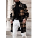 Fancy Mens Woolen Coat Button Fly Notched Lapel Collar Side Pocket Long Sleeves Regular Fitted Woolen Coat
