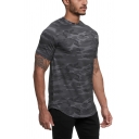 Trendy Men's Tee Top Camo Print Round Neck Short Sleeves Slim Fitted T-Shirt