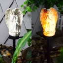 Nordic Angel Shaped Path Light Resin Patio Solar LED Stake Lamp in White, Pack of 1 Piece
