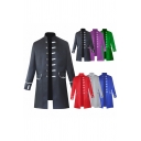 Trendy Men's Coat Single Breasted Stand Collar Flap Pocket Button Detail Long Sleeves Regular Fitted Coat