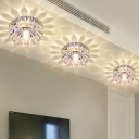 Flower Hallway Flush Mount Lighting K9 Crystal Modernist LED Ceiling Light in Chrome, Warm/White Light