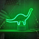 Cartoon Dinosaur LED Night Light Plastic Boys Bedroom Battery Table Lighting in White