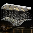 11 Lights Seagull Flush Mount Lighting Modern Stainless Steel Crystal Ceiling Light Fixture