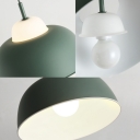 Macaron Single-Bulb Hanging Pendant Yellow/Blue/Green Finish Gourd Suspension Lamp with Metal Shade