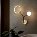 Gold Molecule Wall Sconce Light Post-Modern 1 Bulb Milk Glass LED Wall Lamp Fixture