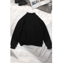 Boys Popular Sweatshirt Long Sleeve Mock Neck Crane Pattern Loose Fit Pullover Sweatshirt